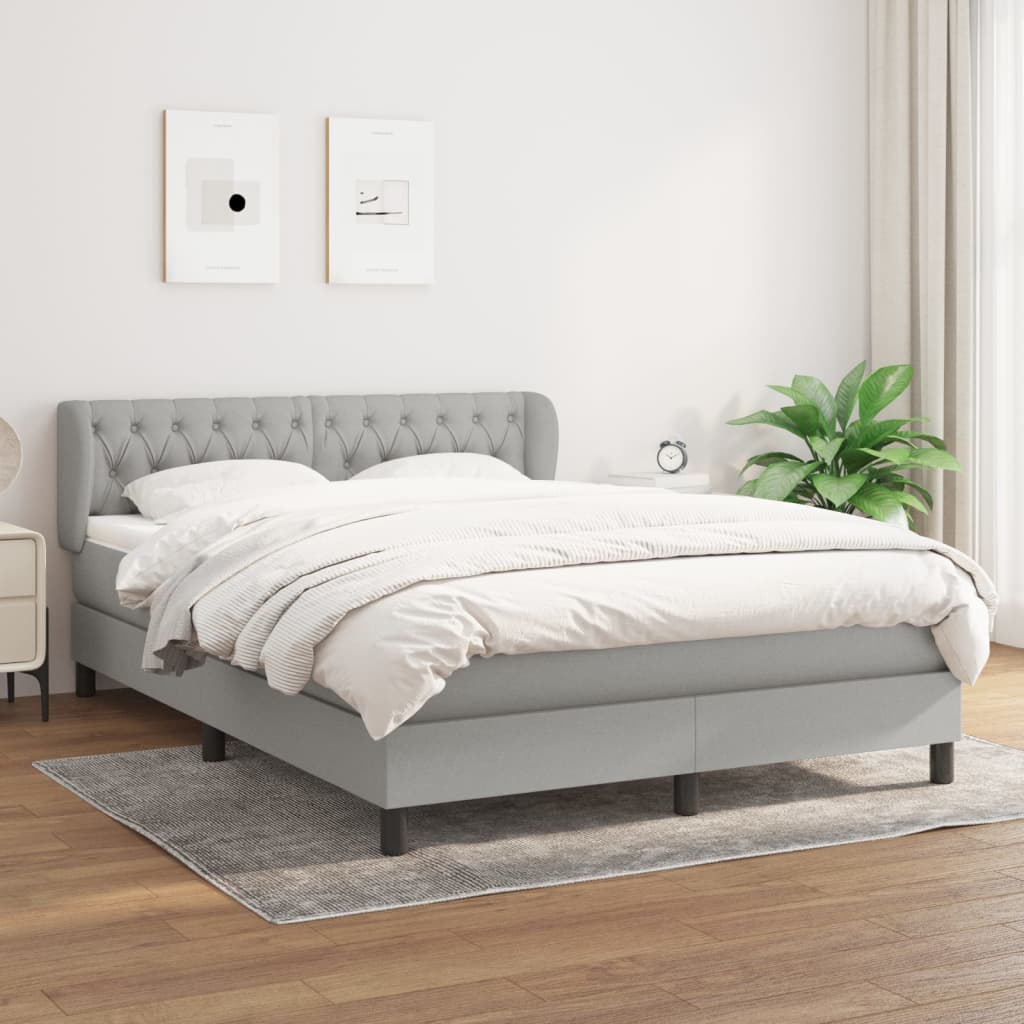 Box Spring Postel S Matrací Textil Světle Šedá