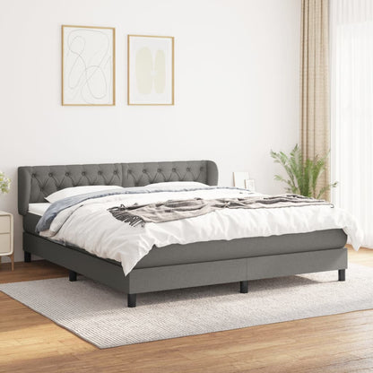 Box Spring Postel S Matrací Textil Tmavě Šedá