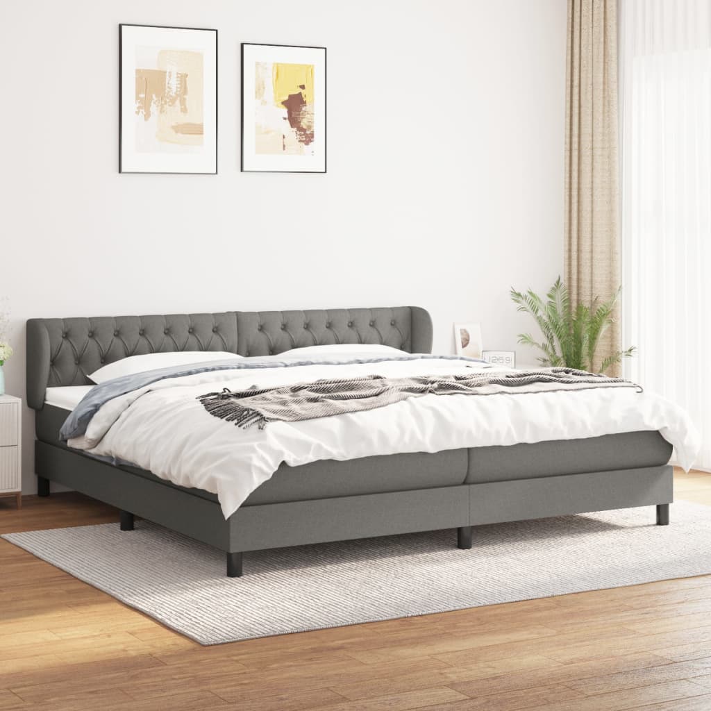 Box Spring Postel S Matrací Textil Tmavě Šedá