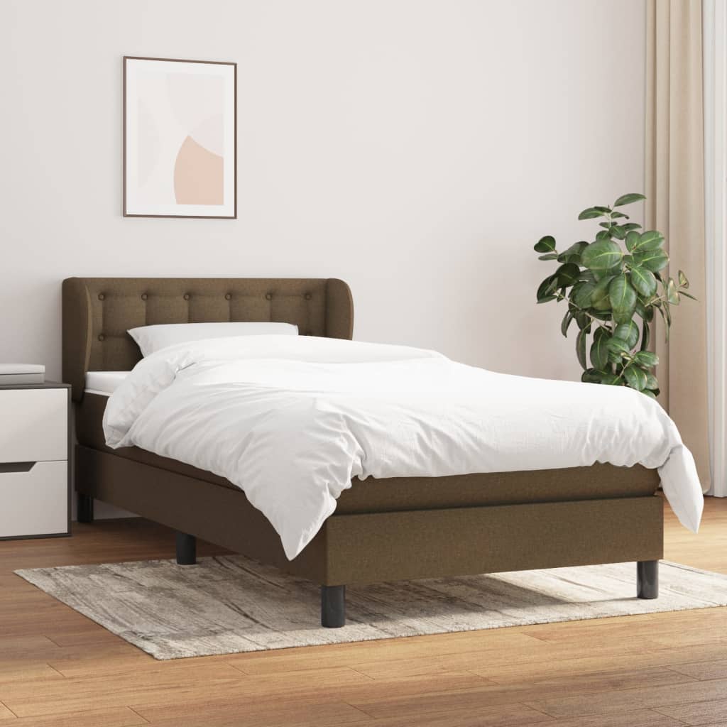 Box Spring Postel S Matrací Textil Tmavě Hnědá