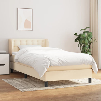 Box Spring Postel S Matrací Textil Krémová