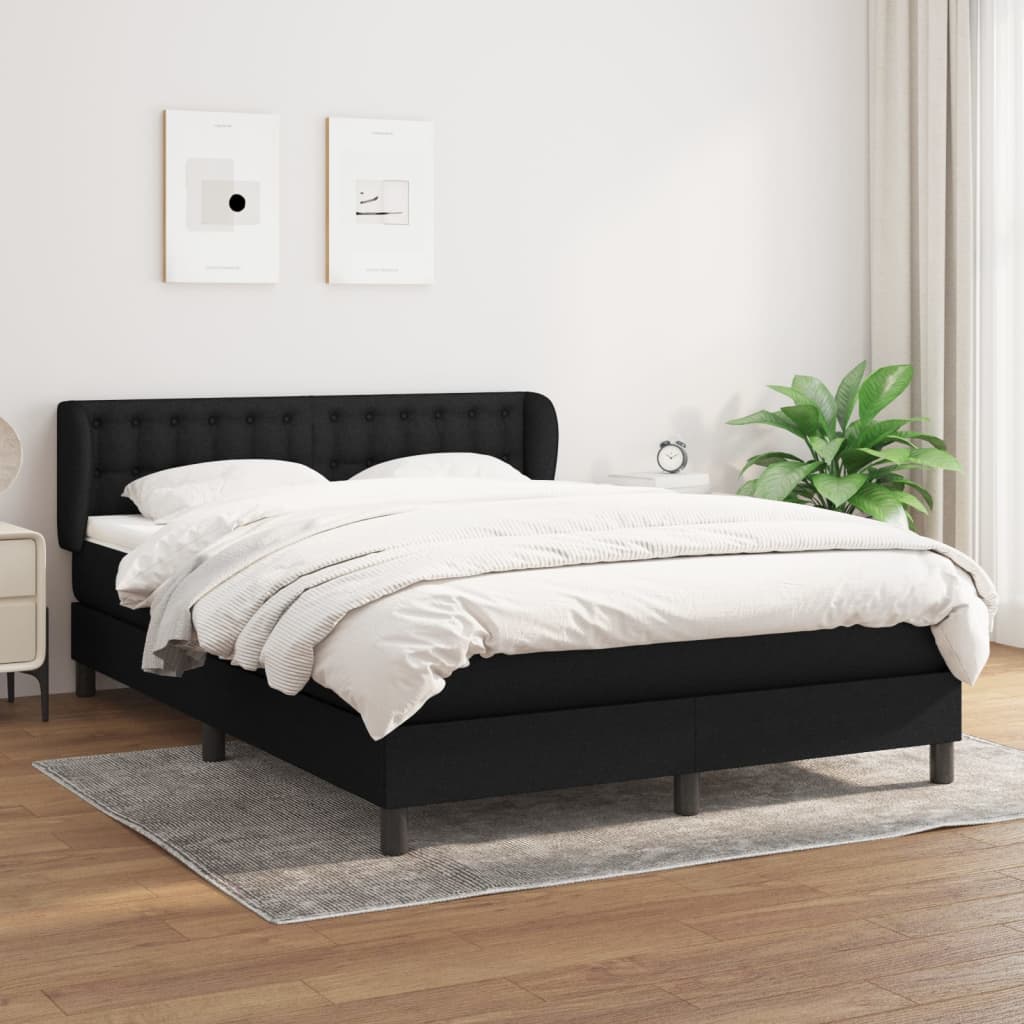 Box Spring Postel S Matrací Černá Textil Černá
