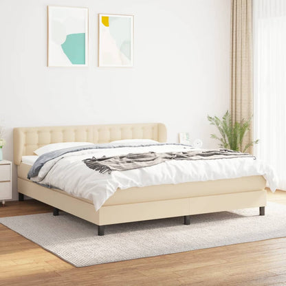 Box Spring Postel S Matrací Textil Krémová