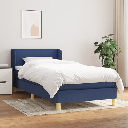 Box Spring Postel S Matrací Textil Modrá