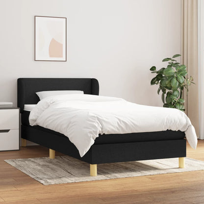Box Spring Postel S Matrací Černá Textil Černá