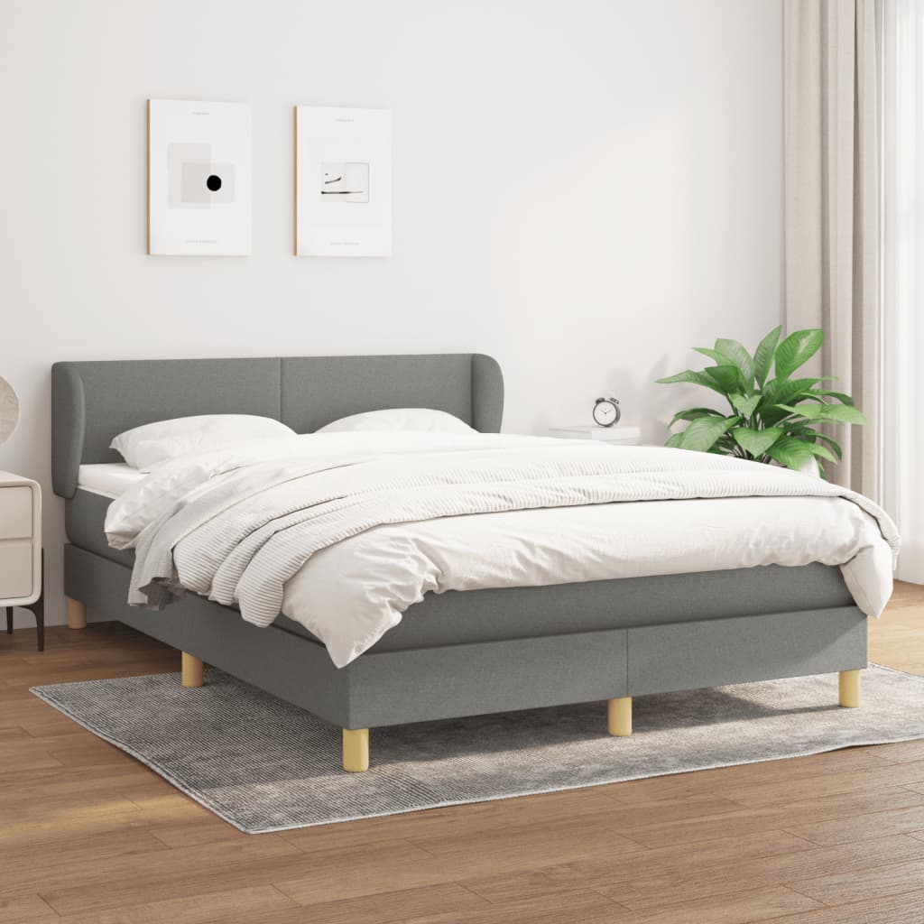 Box Spring Postel S Matrací Textil Tmavě Šedá