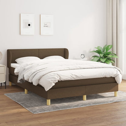 Box Spring Postel S Matrací Textil Tmavě Hnědá