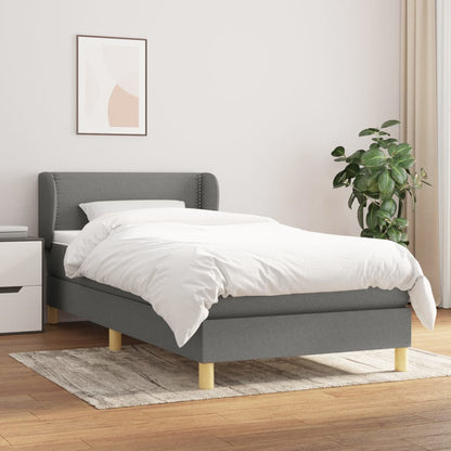 Box Spring Postel S Matrací Textil Tmavě Šedá