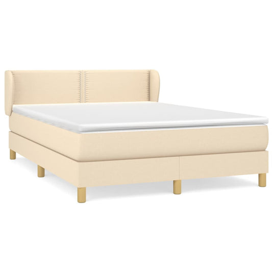 Box Spring Postel S Matrací Textil Krémová