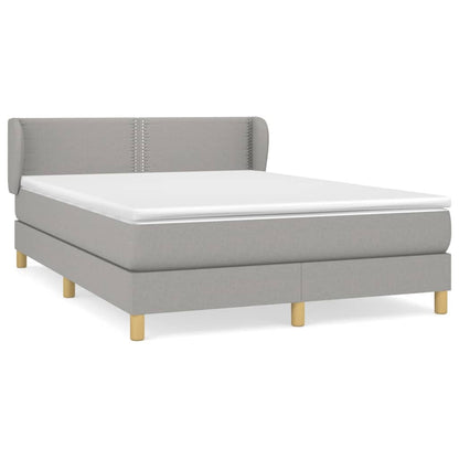 Box Spring Postel S Matrací Textil Světle Šedá