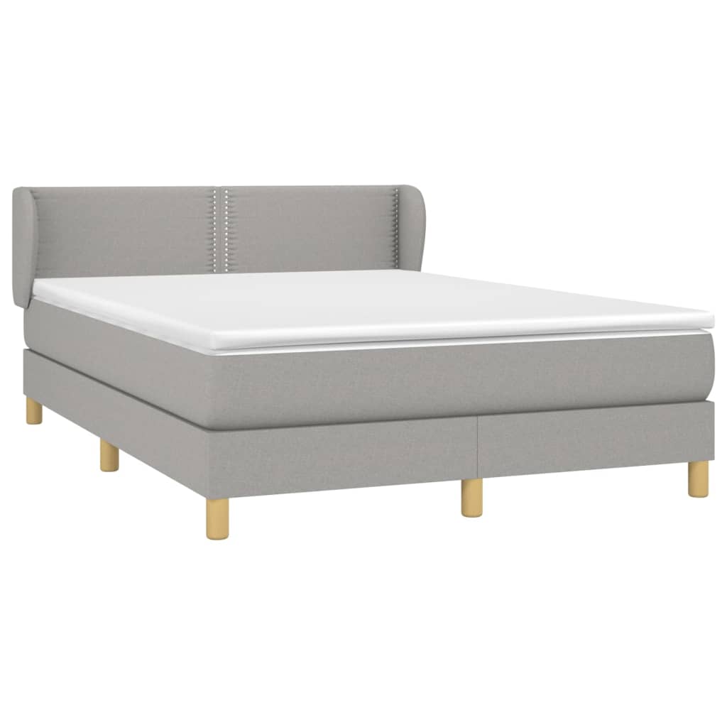 Box Spring Postel S Matrací Textil Světle Šedá
