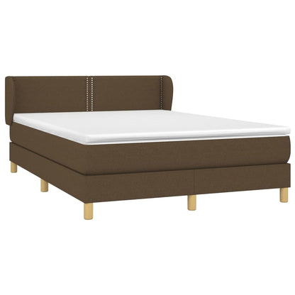 Box Spring Postel S Matrací Textil Tmavě Hnědá