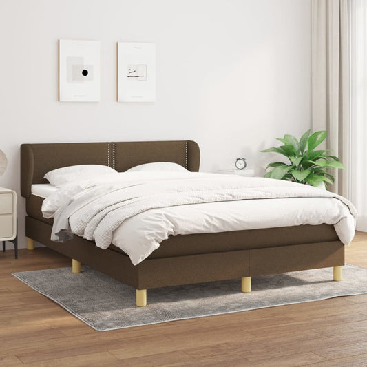 Box Spring Postel S Matrací Textil Tmavě Hnědá