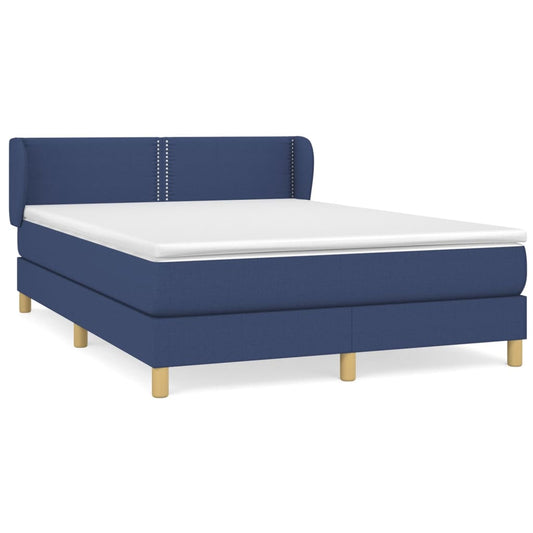 Box Spring Postel S Matrací Textil Modrá