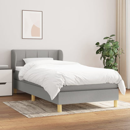 Box Spring Postel S Matrací Textil Světle Šedá