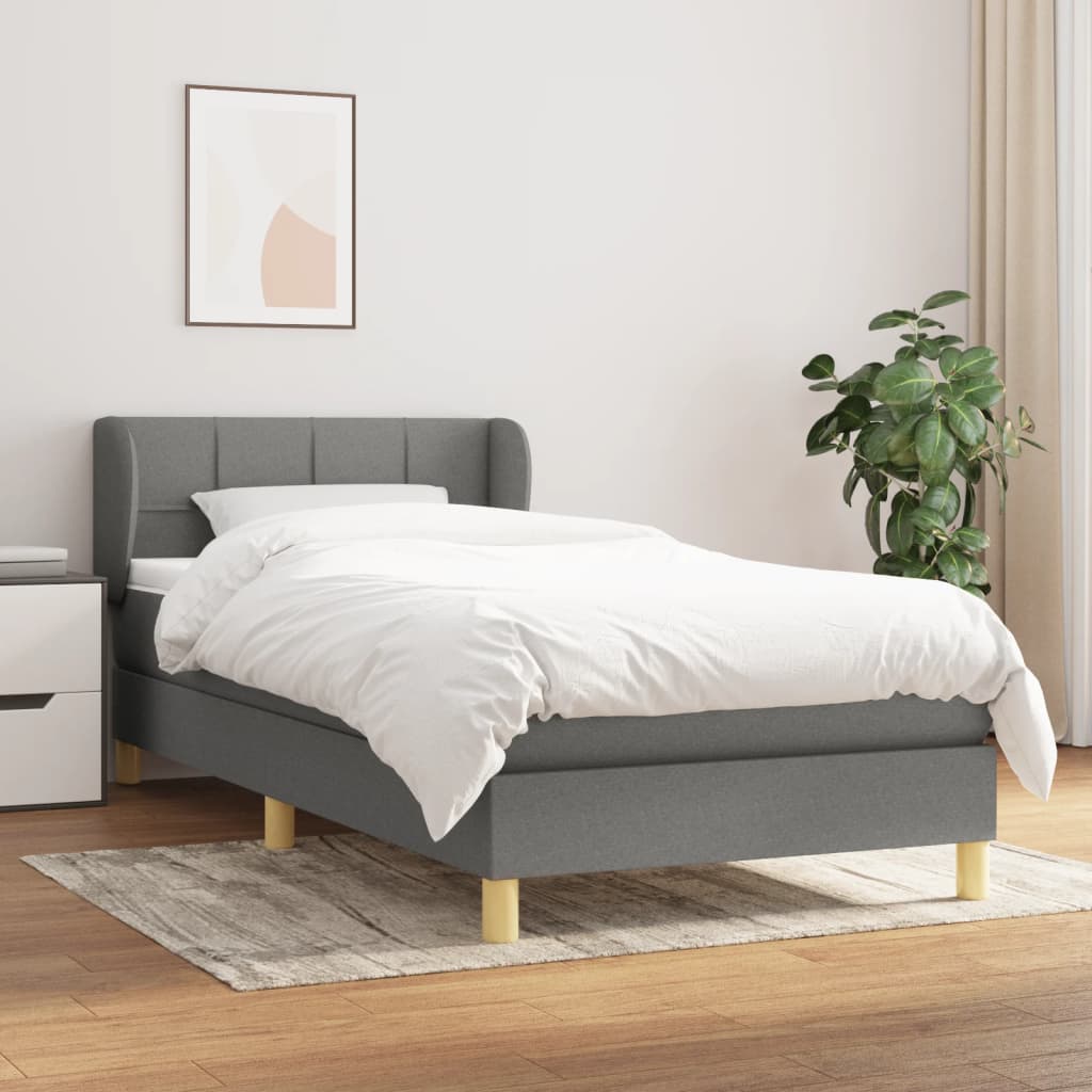 Box Spring Postel S Matrací Textil Tmavě Šedá