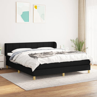 Box Spring Postel S Matrací Černá Textil Černá