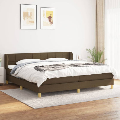 Box Spring Postel S Matrací Textil Tmavě Hnědá