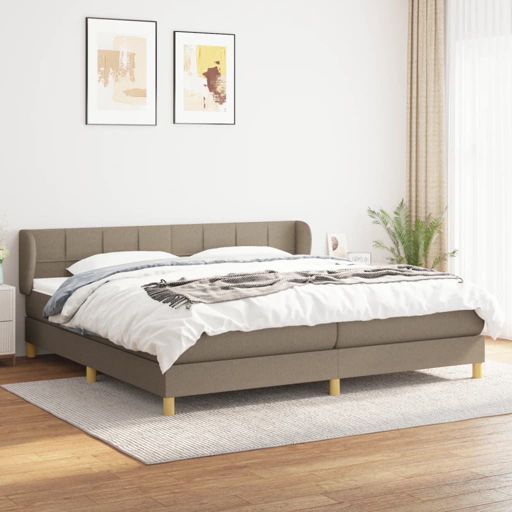 Box Spring Postel S Matrací Taupe 200X200 Cm Textil