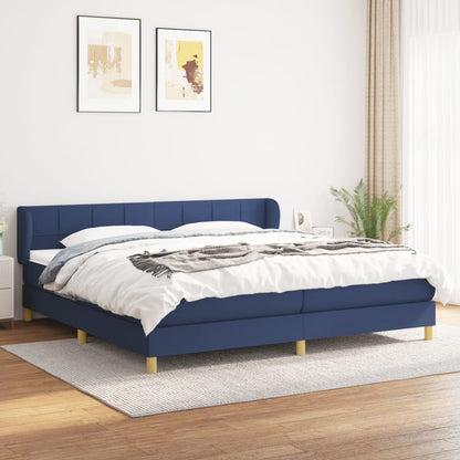 Box Spring Postel S Matrací Textil Modrá