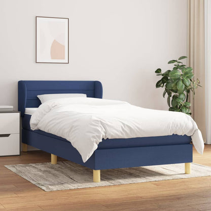 Box Spring Postel S Matrací Textil Modrá