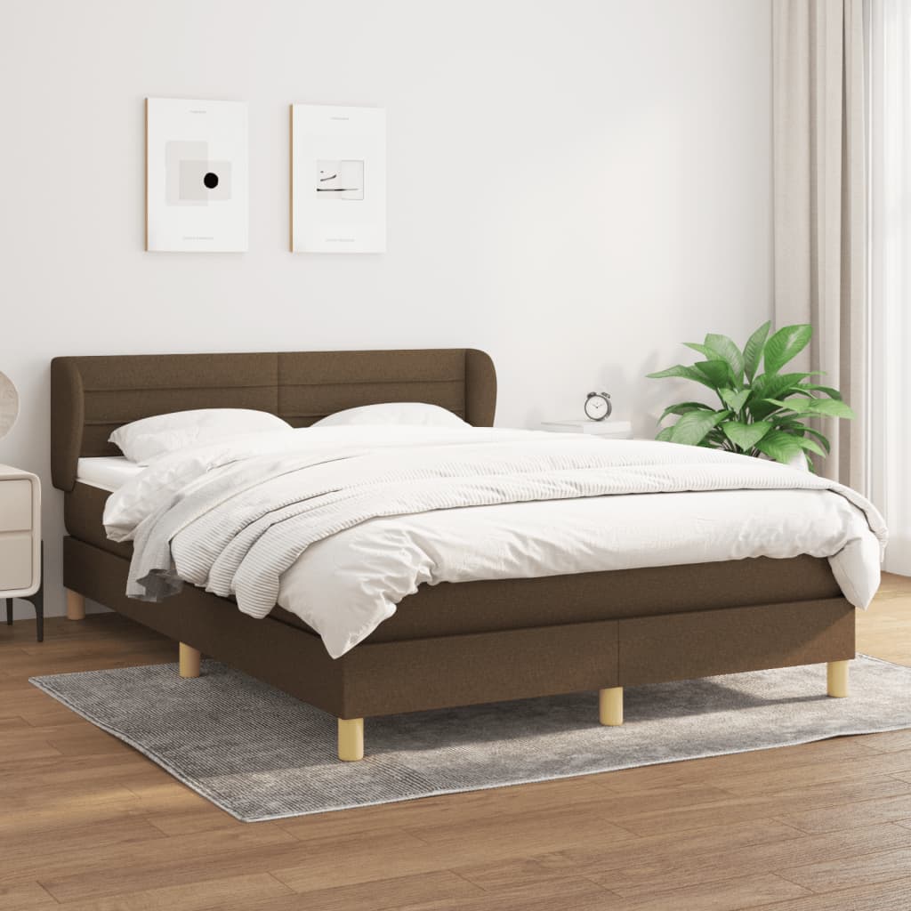 Box Spring Postel S Matrací Textil Tmavě Hnědá