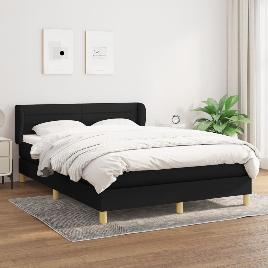 Box Spring Postel S Matrací Černá Textil Černá