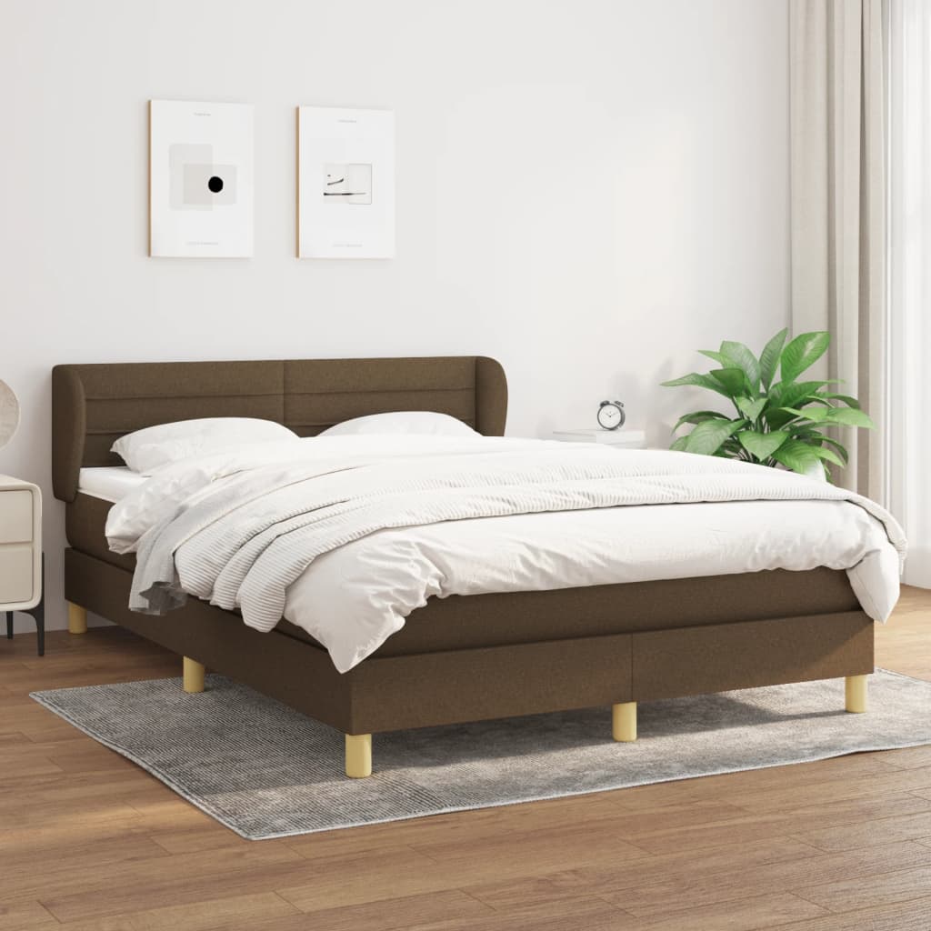 Box Spring Postel S Matrací Textil Tmavě Hnědá