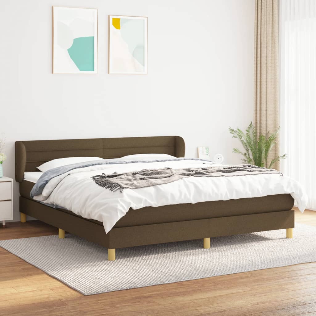 Box Spring Postel S Matrací Textil Tmavě Hnědá