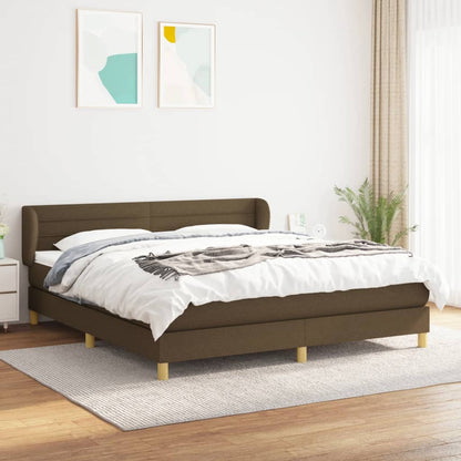 Box Spring Postel S Matrací Textil Tmavě Hnědá