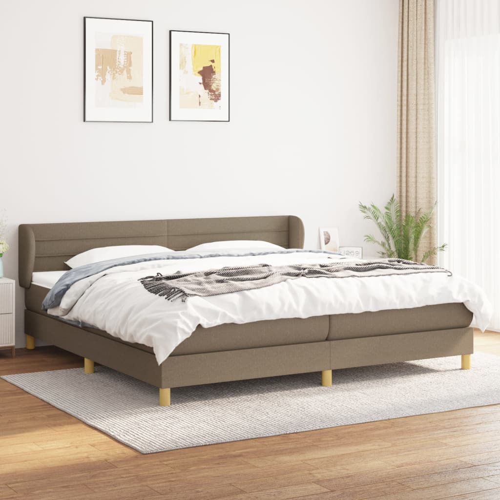 Box Spring Postel S Matrací Taupe 200X200 Cm Textil