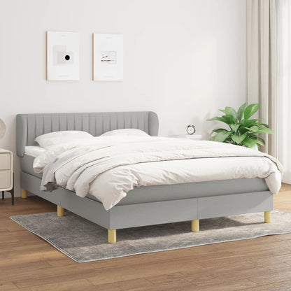 Box Spring Postel S Matrací Textil Světle Šedá