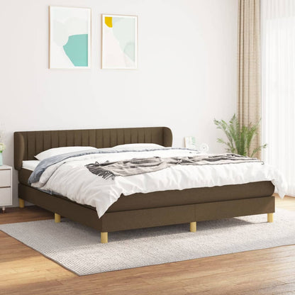 Box Spring Postel S Matrací Textil Tmavě Hnědá