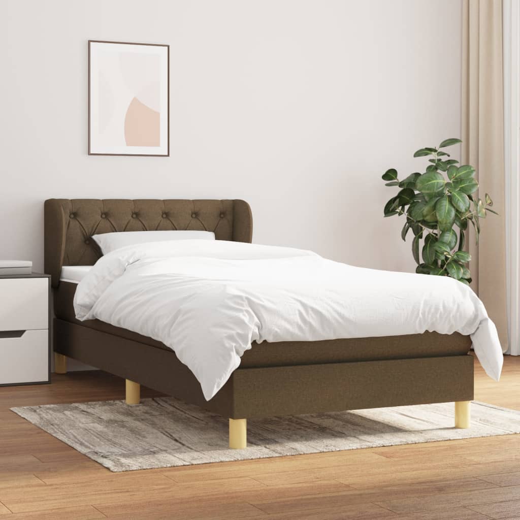 Box Spring Postel S Matrací Textil Tmavě Hnědá