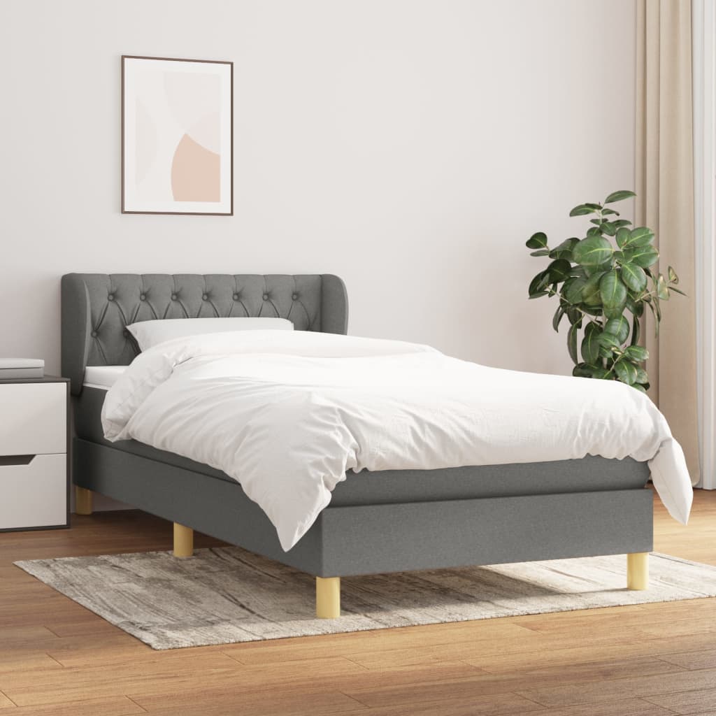 Box Spring Postel S Matrací Textil Tmavě Šedá