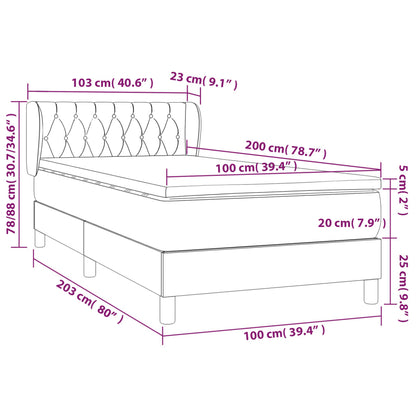 Box Spring Postel S Matrací Taupe 100 X 200 Cm Textil