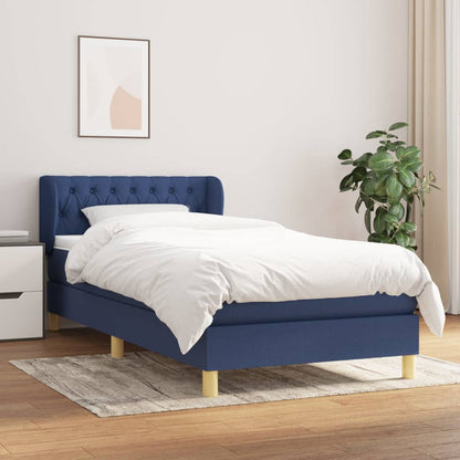 Box Spring Postel S Matrací Textil Modrá