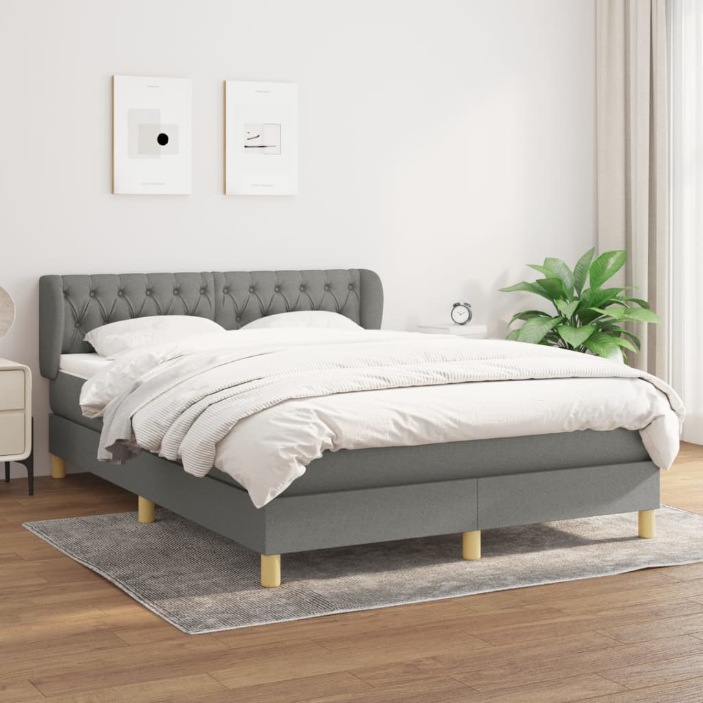 Box Spring Postel S Matrací Textil Tmavě Šedá