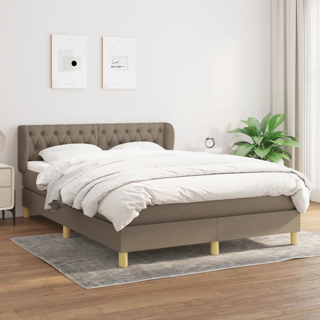Box Spring Postel S Matrací Taupe 140X190 Cm Textil