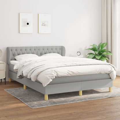 Box Spring Postel S Matrací Textil Světle Šedá