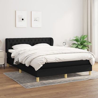 Box Spring Postel S Matrací Černá Textil Černá