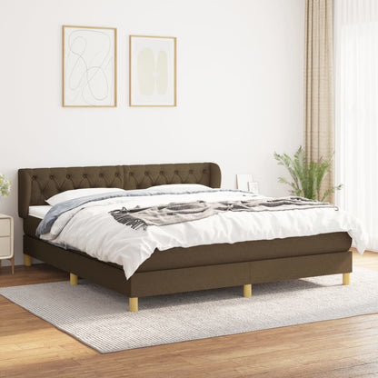 Box Spring Postel S Matrací Textil Tmavě Hnědá