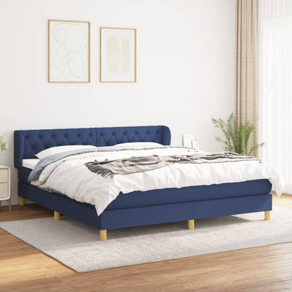 Box Spring Postel S Matrací Textil Modrá