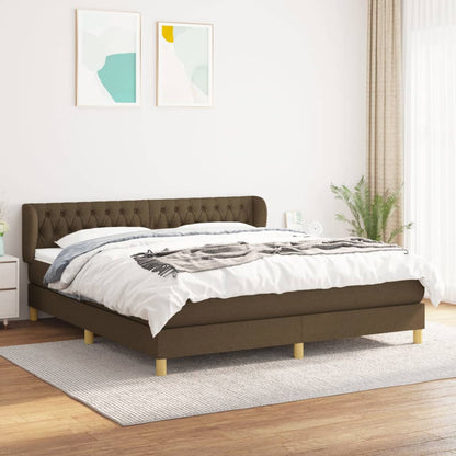 Box Spring Postel S Matrací Textil Tmavě Hnědá
