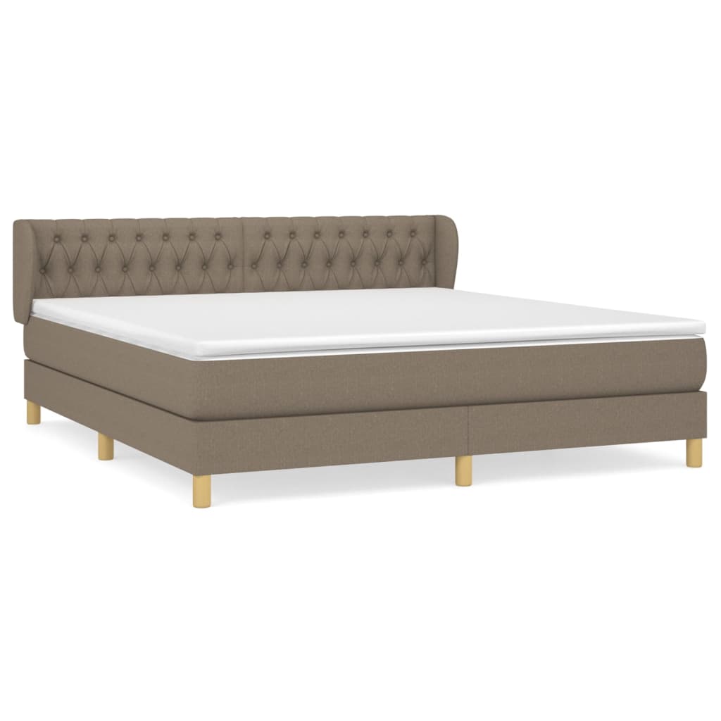 Box Spring Postel S Matrací Taupe 180X200 Cm Textil