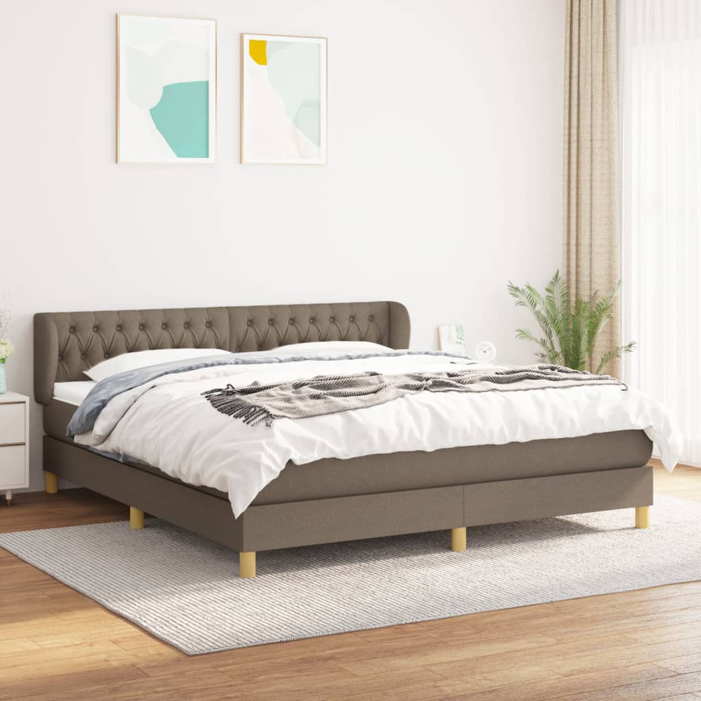 Box Spring Postel S Matrací Taupe 180X200 Cm Textil