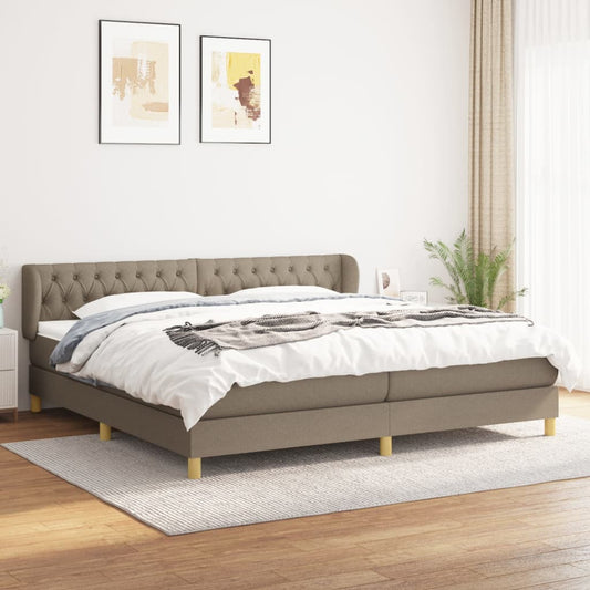 Box Spring Postel S Matrací Taupe 200X200 Cm Textil