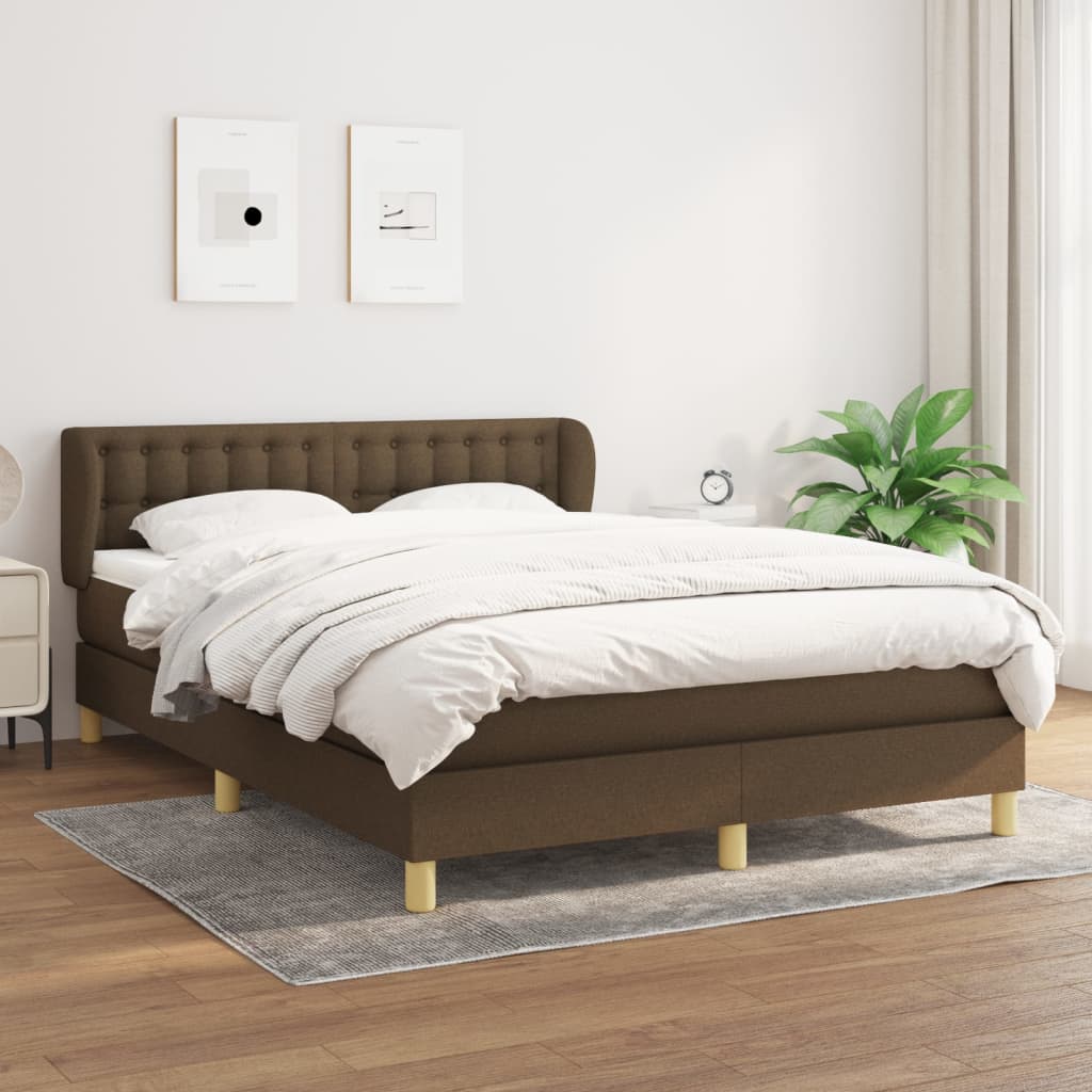 Box Spring Postel S Matrací Textil Tmavě Hnědá