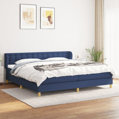Box Spring Postel S Matrací Textil Modrá