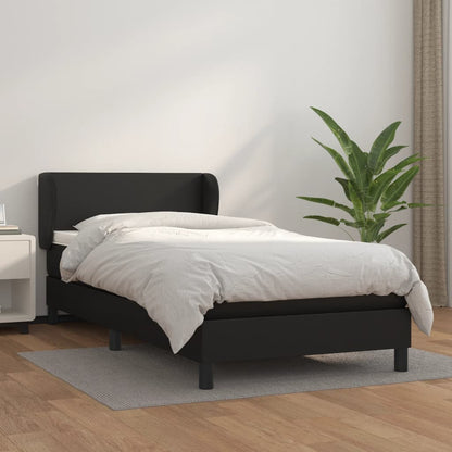 Box Spring Postel S Matrací Černá Umělá Kůže Černá